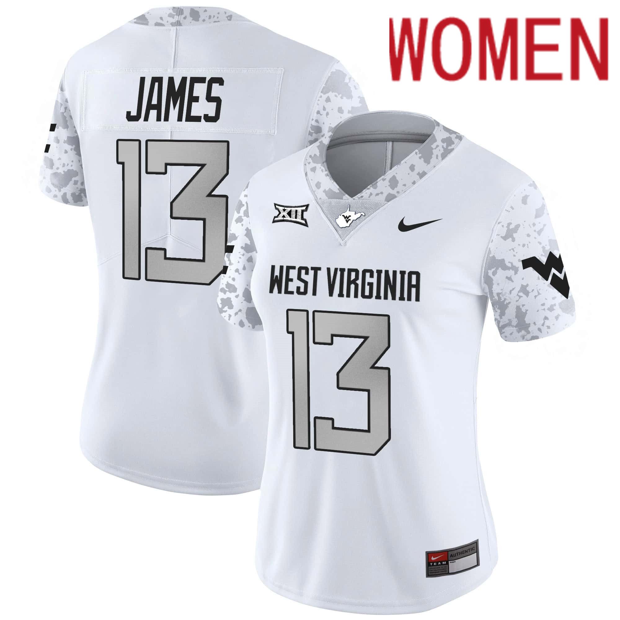 Women West Virginia Mountaineers #13 James White 2024 Nike Vapor Limited NCAA Jersey